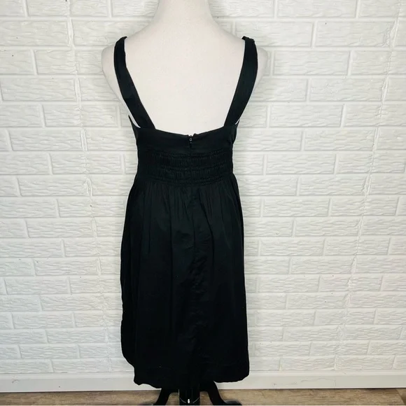 VINCE Smocked Black Sundress Lined Cotton Size 6 - Picture 4 of 7